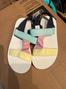 Kids Multicolor Pastel Strap Sandals - Mint, Pink & Yellow